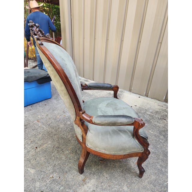 Late 19th Century Green Victorian Armchair For Sale - Image 5 of 13