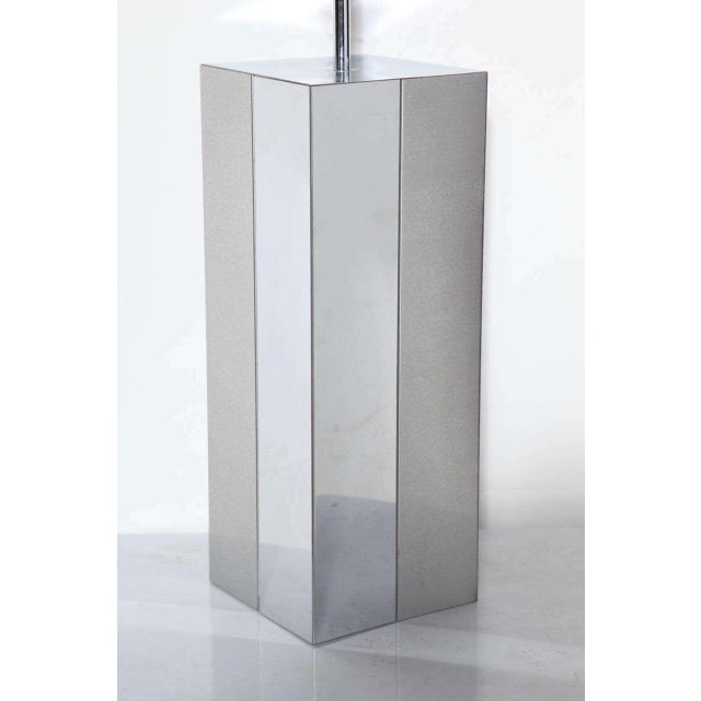 Paul Evans Brushed Aluminum and Polished Steel "Cityscape" Table Lamp, 1970's For Sale - Image 6 of 8