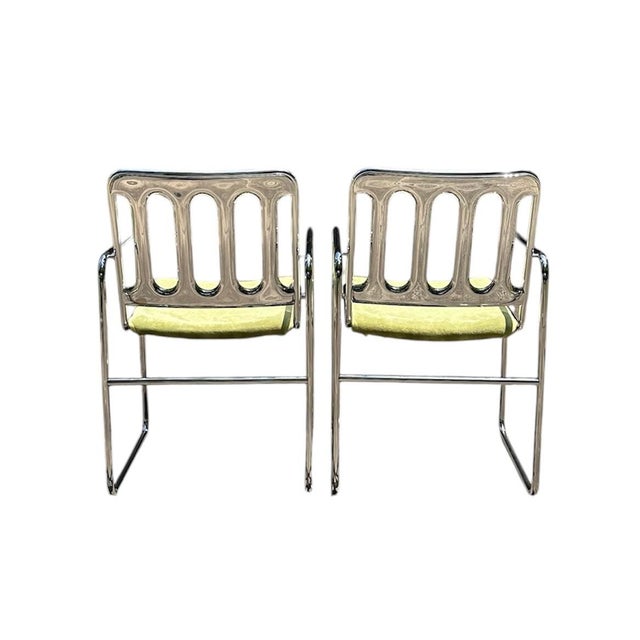 Mid-Century Modern Vintage Mid Century Chromcraft Cantilever Armchairs With Olive Green Upholstery, a Pair Circa 1970 For Sale - Image 3 of 12