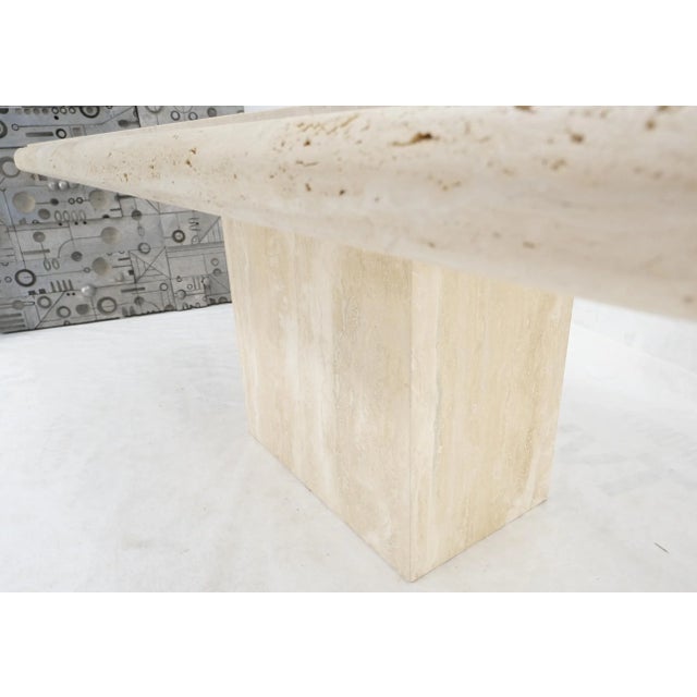 Large Travertine Beveled Edge Single Pedestal Rectangle Dining Conference Table For Sale - Image 11 of 13