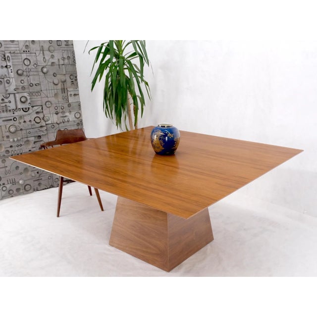 Large Modern Studio Square Walnut Pyramid Shape Base Dining Conference Table For Sale - Image 9 of 13