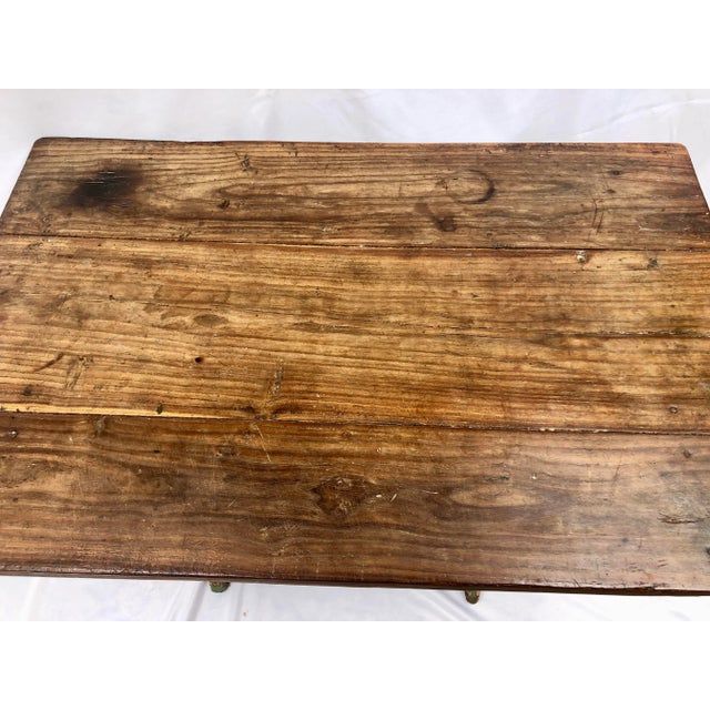 Wood Antique French Hand Crafted Trestle Table For Sale - Image 7 of 13
