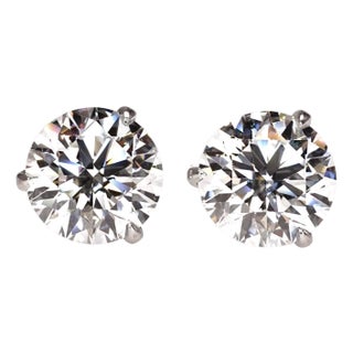 3 Carat Brilliant Round Diamond Stud Earrings in White Gold For Sale
