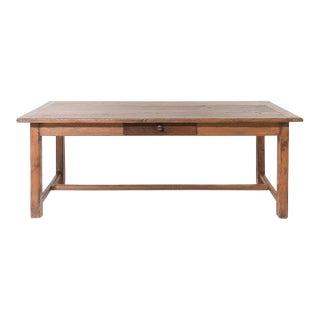 French Provincial Solid Oak Farmhouse Harvest Table, Early to Mid-19th Century For Sale