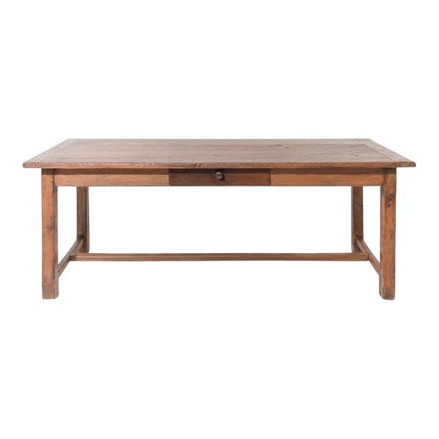French Provincial Solid Oak Farmhouse Harvest Table, Early to Mid-19th Century For Sale