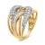 Contemporary 10K Yellow and White Gold 1.0 Cttw Round and Baguette-Cut Diamond Multirow Interwoven Cocktail Ring - Size 7 For Sale - Image 3 of 6