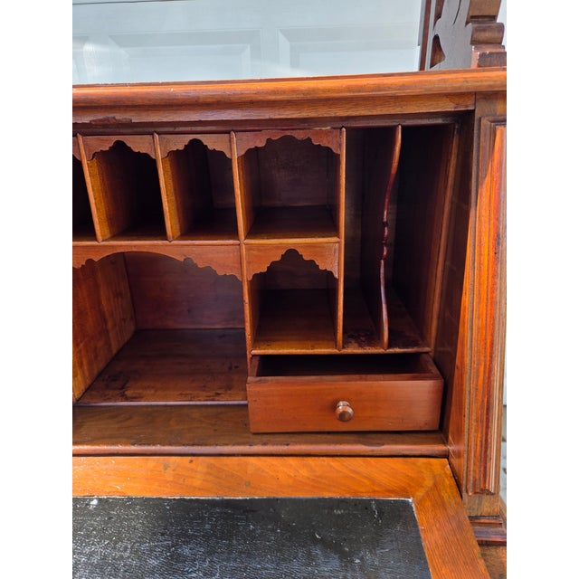 Late 19th Century Victorian Eastlake Burl Wood Fall Front Secretary Desk Bookcase For Sale - Image 11 of 18