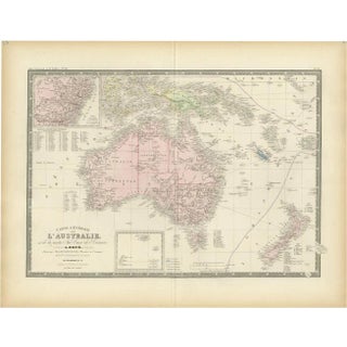 Antique Map of Australia by Levasseur, 1875 For Sale