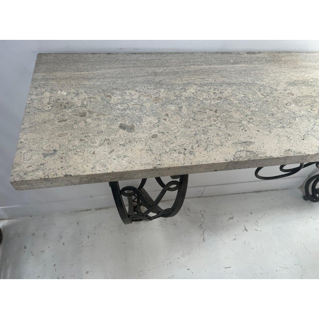 Art Deco Style Console Table in Hammered Wrought Iron, 1900s For Sale - Image 13 of 14