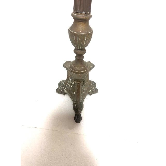 Brown Antique Tall Gothic-Style / Religious Altar Candlestick For Sale - Image 8 of 12