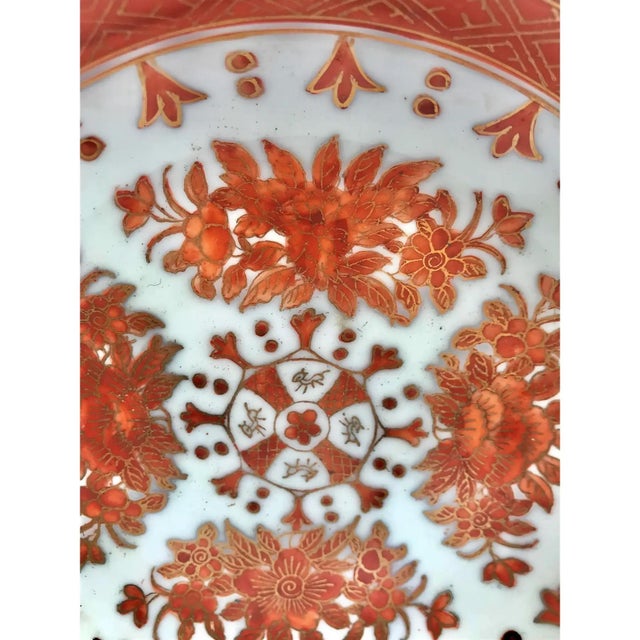 Japanese Vintage Imari Style Pewter Encased Bowl With Stand For Sale - Image 3 of 7