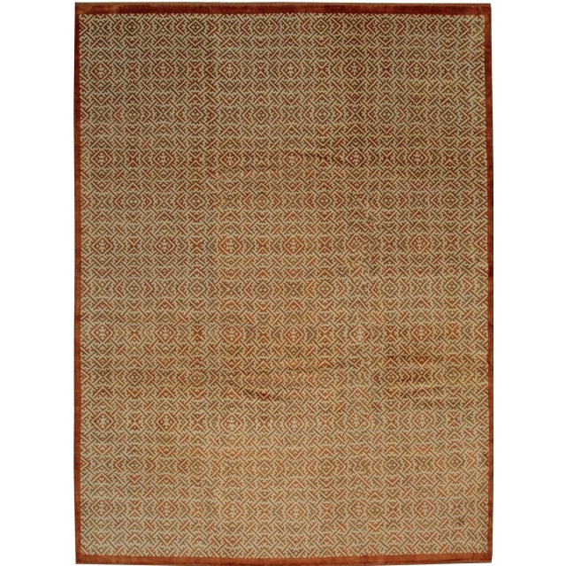 Yellow Dynasty Handmade Wool Ningxia Rug, Country of Origin: China. This exquisite piece represents the finest tradition...