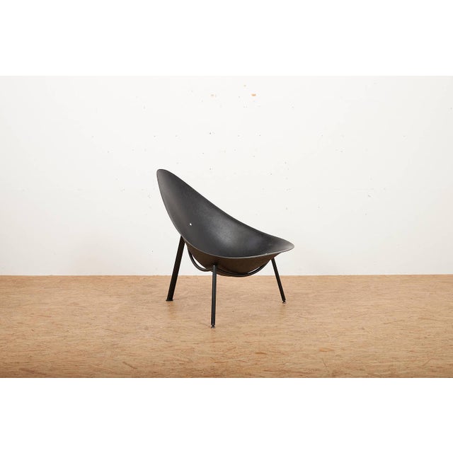 Tripod Easy Chair in Black Tubular Steel and Black Fiberglass Seat Shell by Ed Mérat for Unbekannt, 1958, in Good...