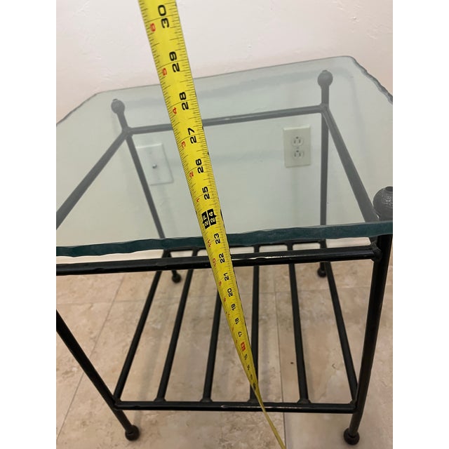 1990s 1990s Attributed to Charleston Forge Glass Top Iron Base Lamp Table For Sale - Image 5 of 12