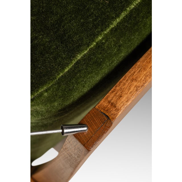 Rare Restored Danish Mid-Century Modern High-Back Lounge Chair in Beech, Velour & Brass Attributed to Dan Johnson for Selig, Denmark, C. 1950s For Sale - Image 18 of 18