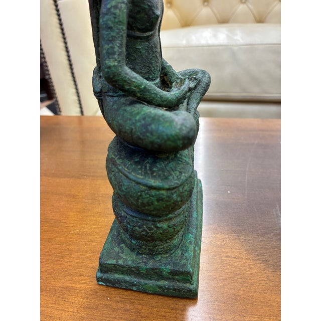 Khmer Bronze Naga Enthroned Buddha, 13th Century, Bayon Period For Sale - Image 14 of 14