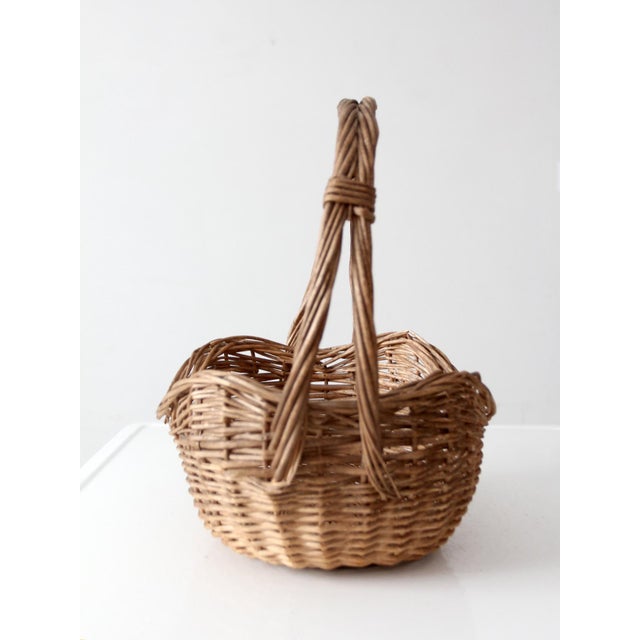 Vintage Willow Gathering Basket For Sale - Image 6 of 12