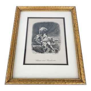Mid 20th Century Vintage Comere Pinxt Silenus and Bacchantes Etching Print Framed Mc Goffin For Sale