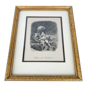 Mid 20th Century Vintage Comere Pinxt Silenus and Bacchantes Etching Print Framed Mc Goffin