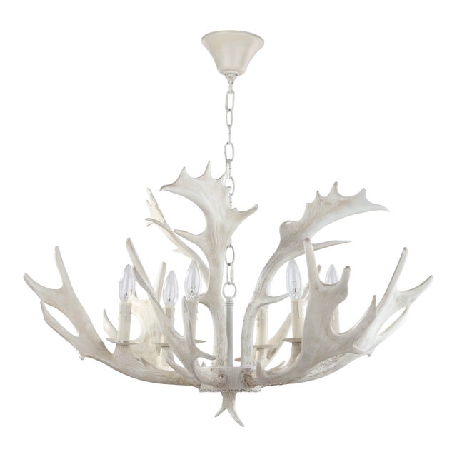 30-Inch Diameter Antler Chandelier - White For Sale