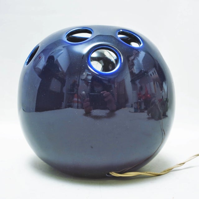 Gabbianelli Italian Indigo Ceramic Lamp, 1960s For Sale - Image 4 of 7