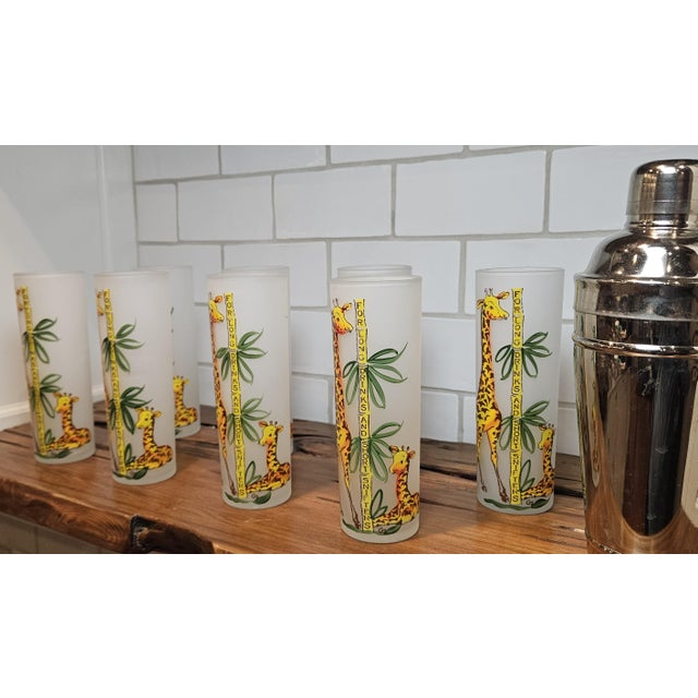 Mid-Century Modern 1950s Mid Century Modern Gay Fad Studios' "Giraffe" Tom Collins Glasses - Set of 8 For Sale - Image 3 of 16