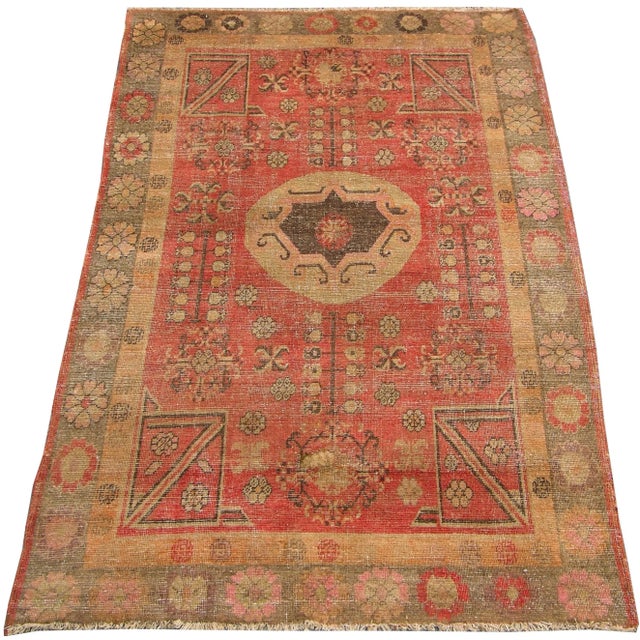 19th Century 19th Century Floral Khotan Samarkand Rug For Sale - Image 5 of 9