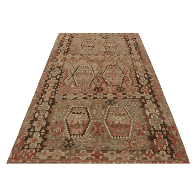 1940s Vintage Esme Beige Blue and Red Wool Kilim Rug by Rug & Kilim For Sale - Image 5 of 7