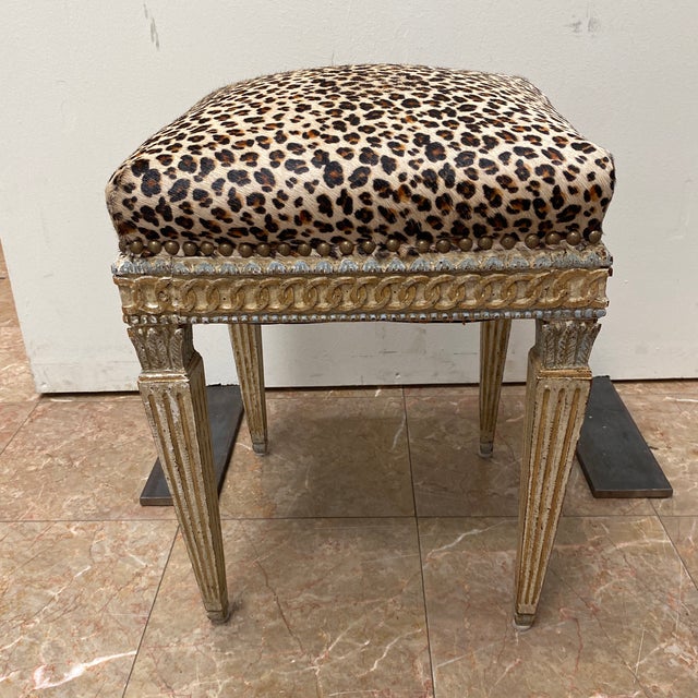Vintage Animal Print Stool Chairish