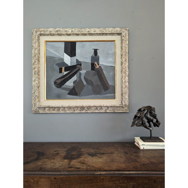 Mid-Century Modern 1968 Mid-Century Modern "Brown & Black" Vintage Still Life Oil Painting by Swedish Artist Gunnar Hållander (1915-1980), Framed For Sale - Image 3 of 12