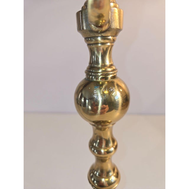Late 19th Century Brass Candelabra Menorah For Sale - Image 4 of 8