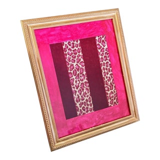 Contemporary Framed Schumacher Guépard Stripe Velvet Textile Art For Sale