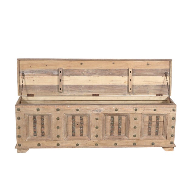 Farmhouse Footboard “Bed Bench” Constructed From an Antique Teakwood Door Panel and Reclaimed Wood For Sale - Image 3 of 4