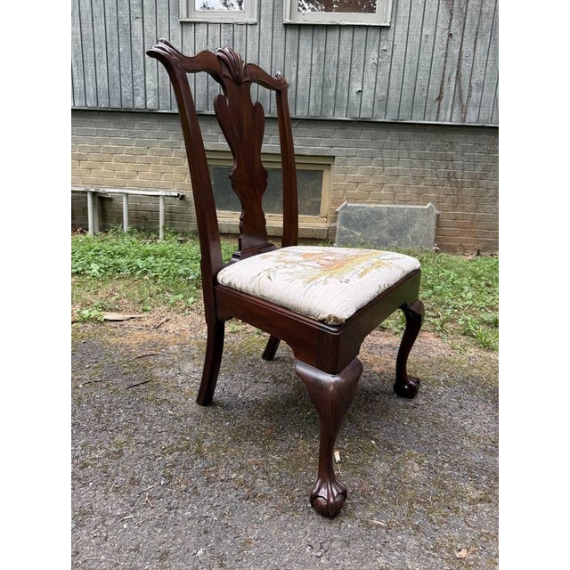 Wood Late 20th Century Pair of Henkel Harris Chippendale Style Carved Mahogany Dining Side Chairs For Sale - Image 7 of 16