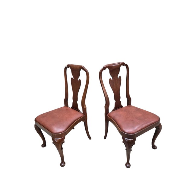 Wood Vintage Queen Anne Style Dining Chairs by Baker Furniture - 4 For Sale - Image 7 of 11