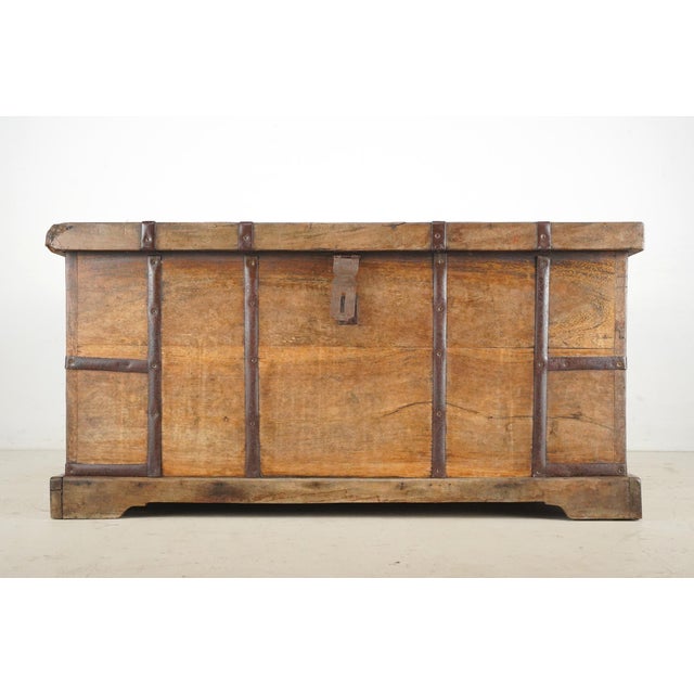 Mid 20th Century Reclaimed Wooden Dual Opening Square Storage Trunk For Sale - Image 6 of 11