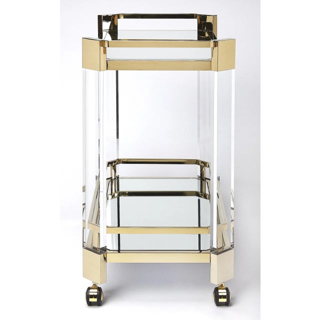 2020s Charlevoix Acrylic & Serving Cart, Gold For Sale - Image 5 of 6