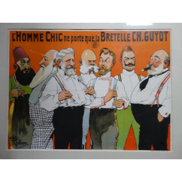 Albert Guillaume Advertisement for Charles Guyot Suspenders Lithographic Poster 1906 For Sale - Image 10 of 11