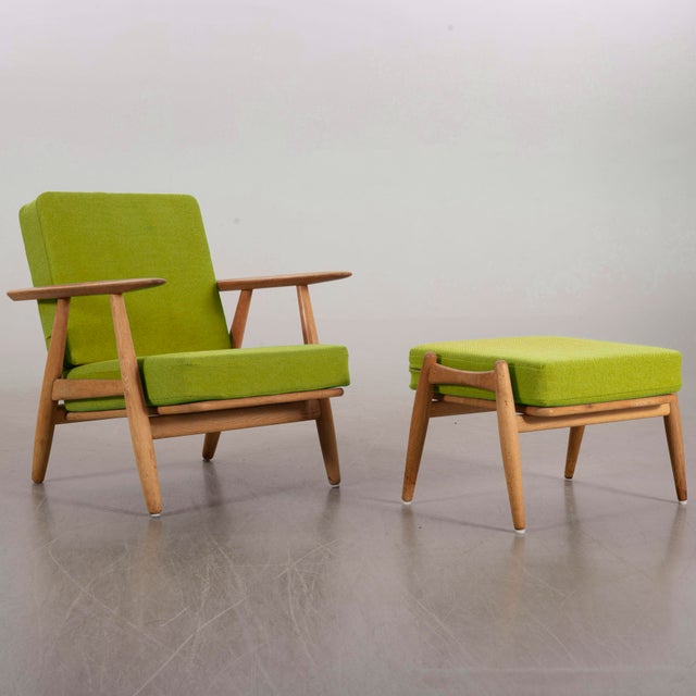 Mid-Century Modern 1960s Hans Wegner Ge240 Cigar Chair and Ottoman Getama Denmark For Sale - Image 3 of 8