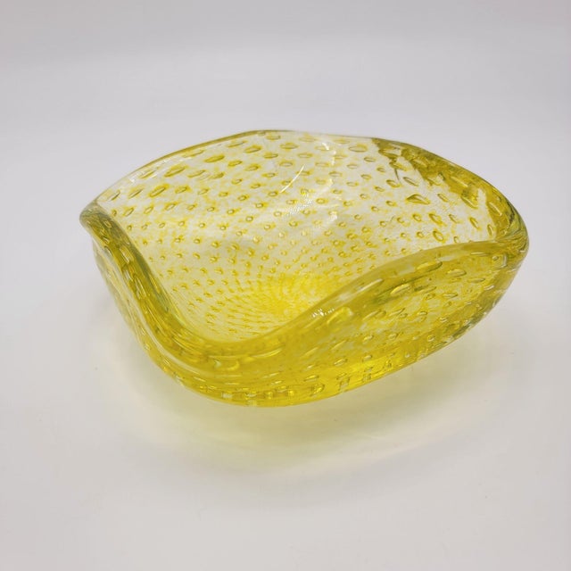 Glass Carlo Scarpa Venini Mid-Century Murano Glass Bullicante Square Bowl For Sale - Image 7 of 11