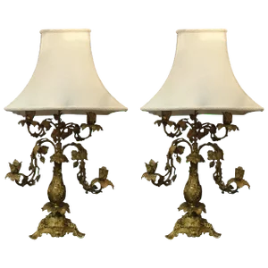 Antique French Bronze Lamps - a Pair