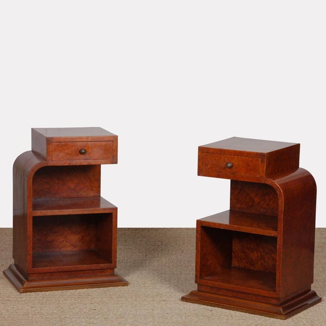 Bedside Tables in Burr Wood, 1930s, Set of 2 For Sale - Image 11 of 11
