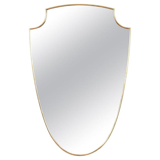 Italian Shield-Shaped Brass Mirror attributed to Gio Ponti, Italy, 1950s For Sale - Image 13 of 13