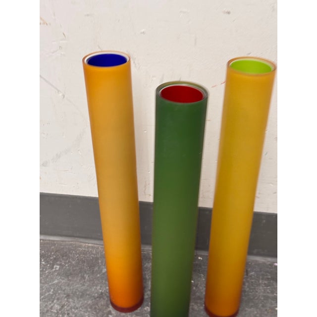 2010s Laura De Santillana for Arcade Murano Bambu Tall Glass Vases, Set of Three For Sale - Image 5 of 12