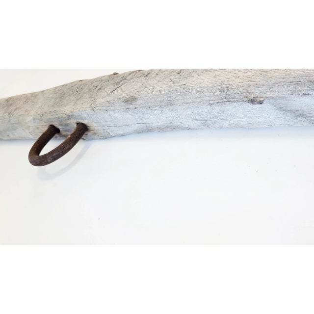 Antique Wooden Singletree Yoke With Forged Iron Hardware – 19th Century Western Farm Artifact, Rustic Wall Decor For Sale - Image 11 of 16