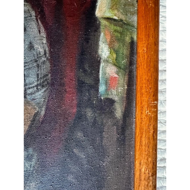 Mid 20th Century Modernist Figure Portrait Painting Oil on Canvas Unsigned, Framed For Sale In Boston - Image 6 of 12