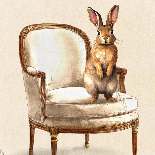 Contemporary Contemporary Reproduction Art Print of Vintage "Parlor Rabbit" (2), Framed For Sale - Image 3 of 5