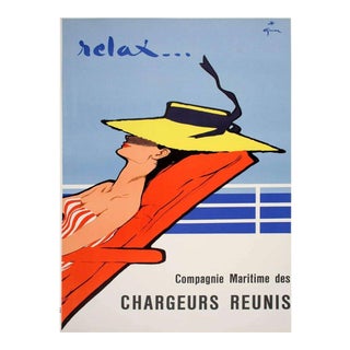 1961 Rene Gruau, "Relax Chargeurs Reunis" Poster For Sale