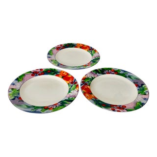 1990s Vitromaster Fruit Design Salad Plates- Set of 3 For Sale