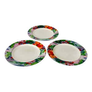 1990s Vitromaster Fruit Design Salad Plates- Set of 3